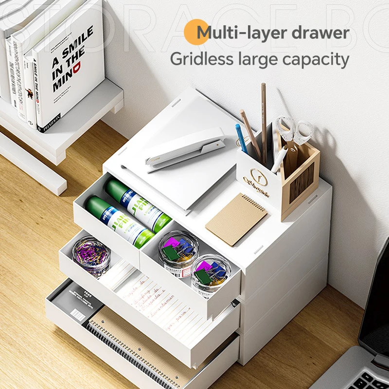 

6-Tier Desk Organizer with Drawers Box Office Supplies Jewelry Cosmetics Storage Portable Divider Box Lipstick Skincare Products