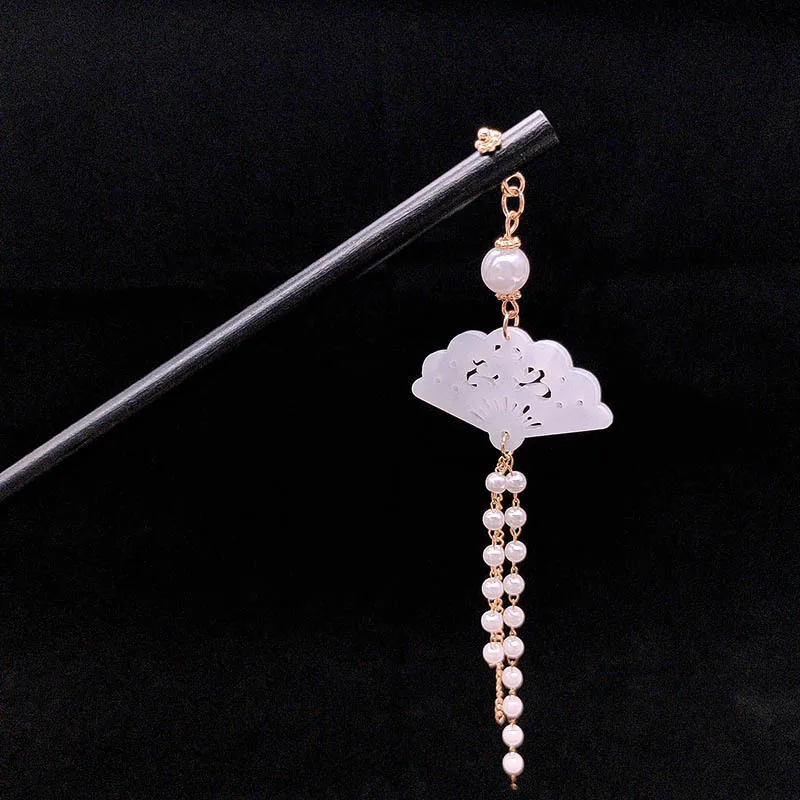 

Современный новый веерообразный кулон в китайском стиле, заколка с кисточкой, ханьфу в древнем стиле, деревянная заколка, женская винтовая заколка