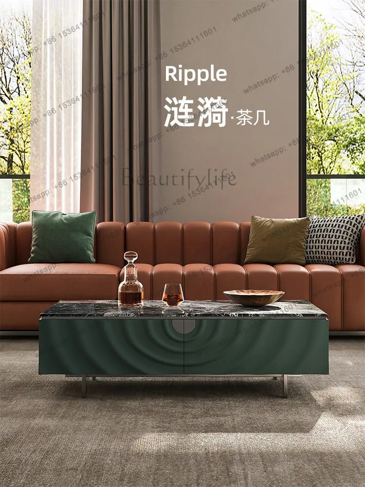 hot -light luxury marble coffee table living room home modern simple paint microcrystalline stone coffee table