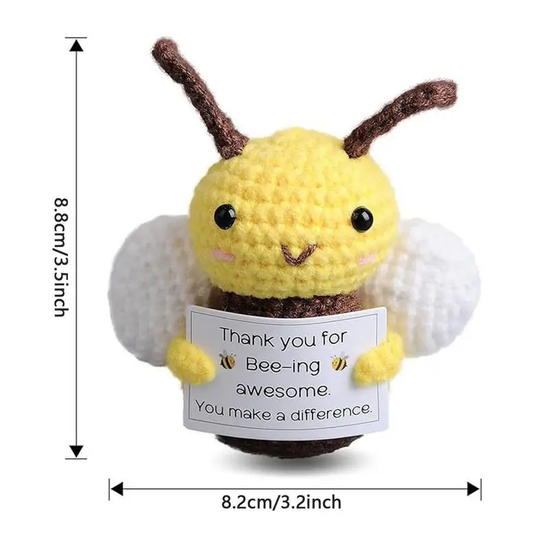 Crochet Positive Energy Bee Hand-woven Dolls Pocket Handmade Knitting Doll Desktop Ornament Home Hand-woven Room Decoration