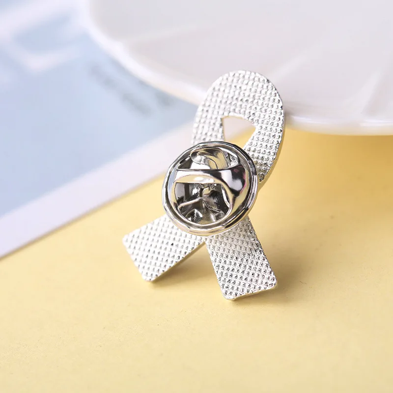 1pc/5pcs/10pcs Colorful Ribbon Brooch Pin Bow Tie Symbol Icon Badge Pin Love Care HIV AIDS Breast Cancer Awareness Lapel Pin