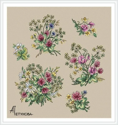 Wild Flowers Cross Stitch Ecological Cotton Thread Embroidery, Home Decoration, Hanging Painting Gift