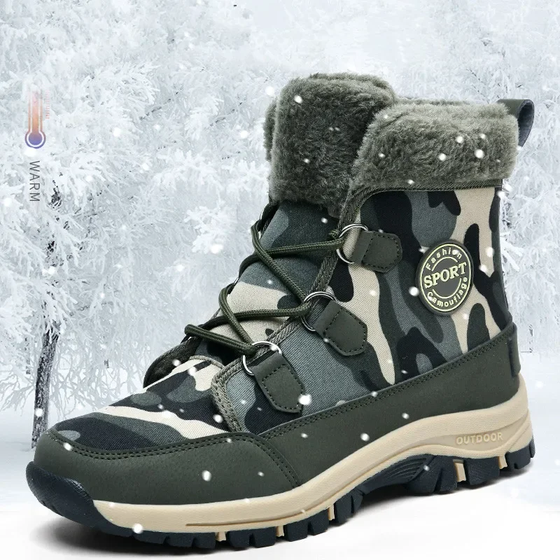 Winter Camouflage Laarzen Vrouwen Super Warm Plus Maat 36-42 Mid-Calf Enkellaarzen Warm Pluche Platform Schoenen Zapatos Para Mujer