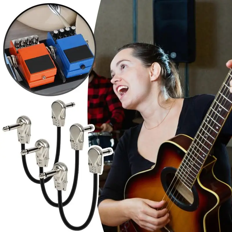 Cavi patch per chitarra Cavi per pedali per chitarra da 6 pollici per effetti pedaliera Cavo per strumento stereo ad angolo retto 3x per palco