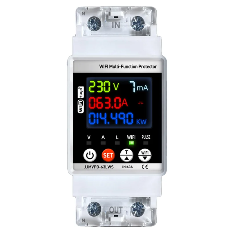 B27B Wifi Smart Power Meter 63A Digital KWH Leckstrom Spannung Monitor Controller Automatische Wiedereinschaltung Schutz