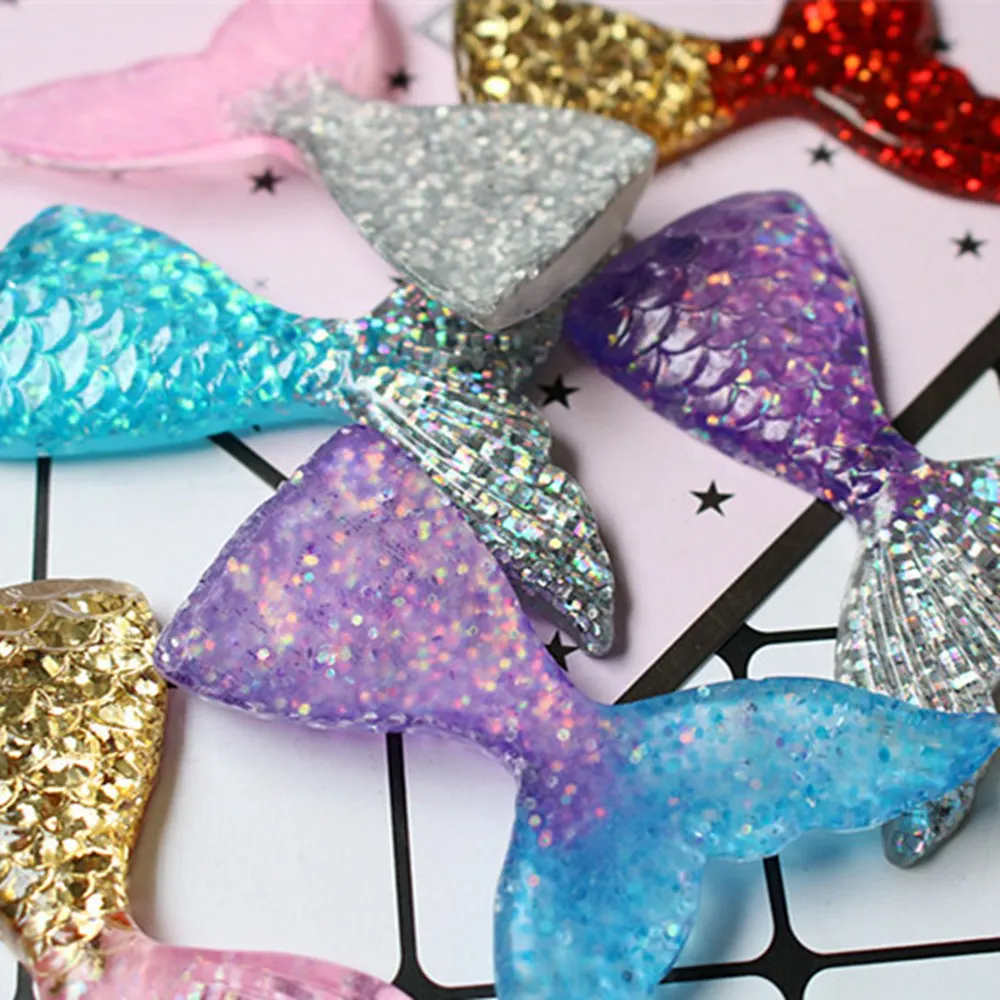 Resin Mermaid Tail Fishtail For Diy Decoration Crafts Phone Hair Accessories