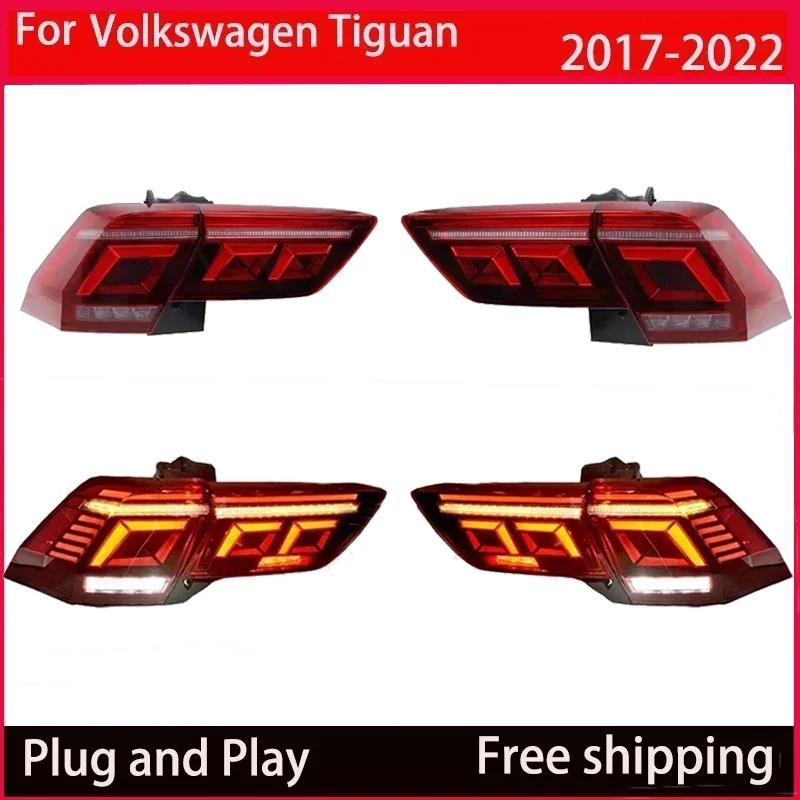 

Для Volkswagen Tiguan 2017-2022 светодиодный задний фонарь в сборе, динамический сигнал поворота DRL, стоп-сигнал, автомобильные аксессуары
