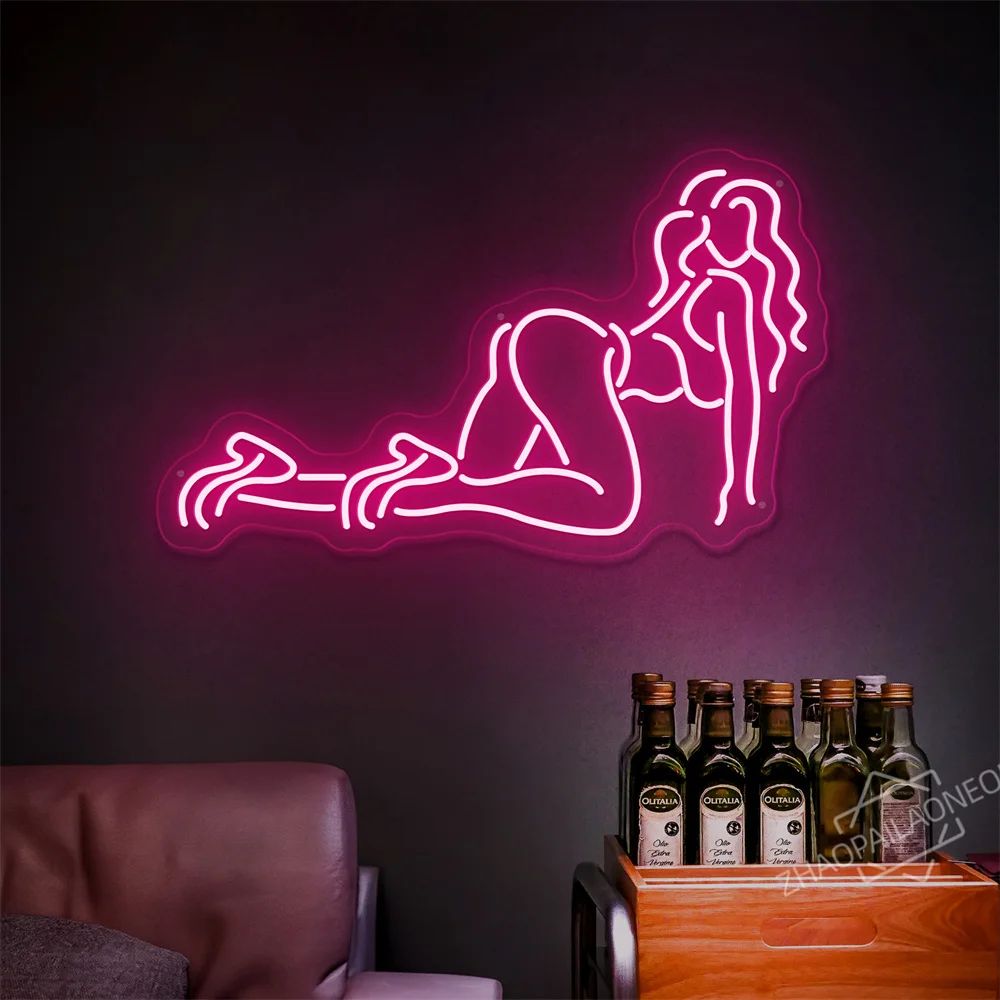 مثير سيدة الجسم الوردي LED ضوء النيون تسجيل جدار ديكور عكس الضوء LED أضواء غرفة نوم المعيشة بار نادي زينة لعبة غرفة حفلة هدية #2