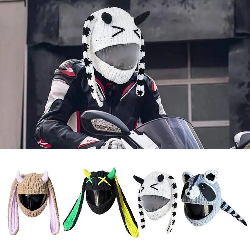 Helmets Cover Motorcycle Knitted Cartoon Motorbike Helmet Cover Handmade Crochet Craft Protective Cover Helmets Accessories Fit