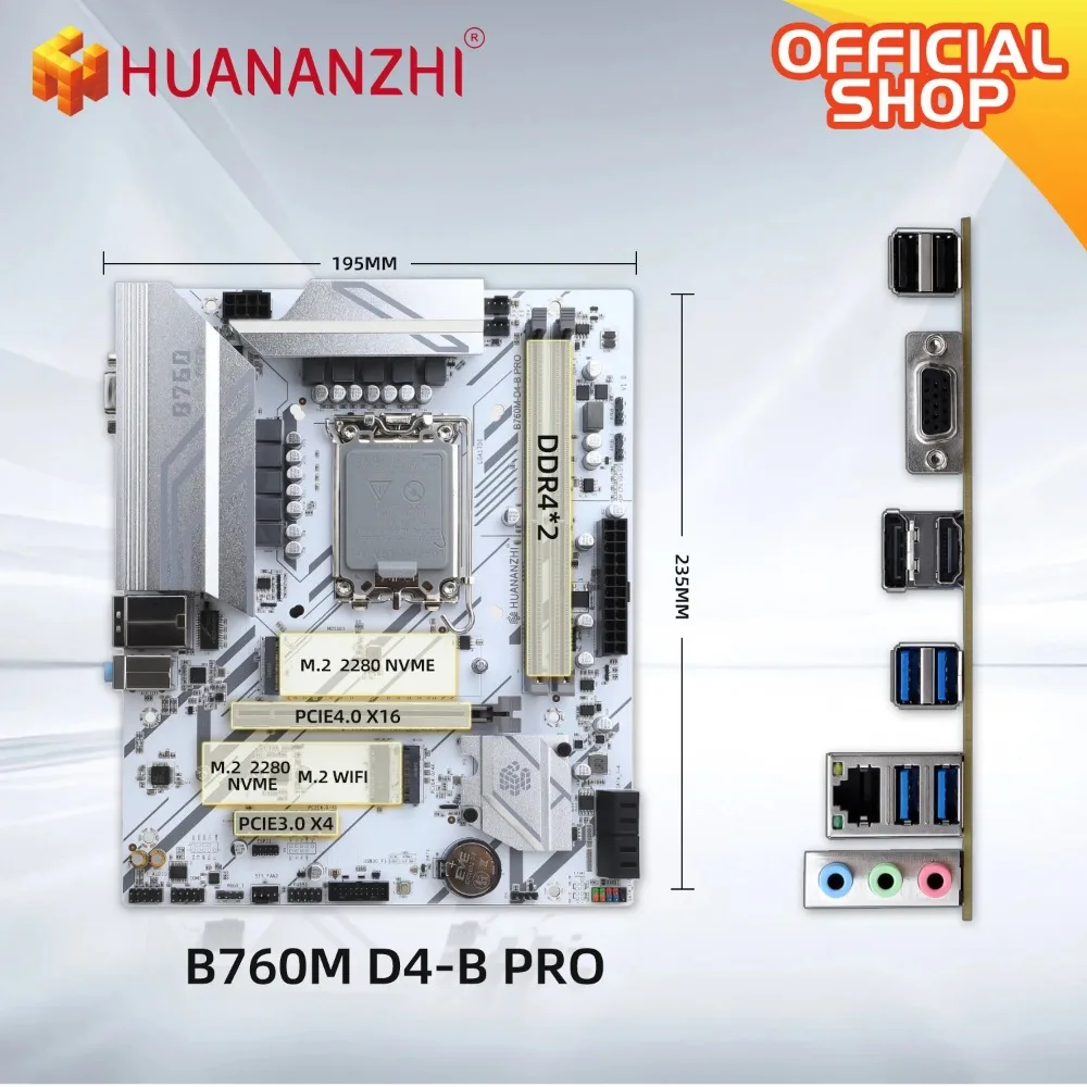 Placa base HUANANZHI B760M D4 M-ATX DDR4 compatible con 12 13 Gen B760 Intel LGA 1700 CPU 12100F 12400F 12490F 12700F 13600F 5V ARGB