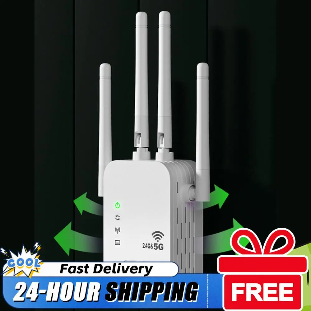 

Беспроводной WiFi-ретранслятор 1200 Мбит/с с портами WAN/LAN, двухдиапазонный (2,4 ГГц/5 ГГц) усилитель сигнала WiFi, 4 антенны, усилитель WiFi для дома