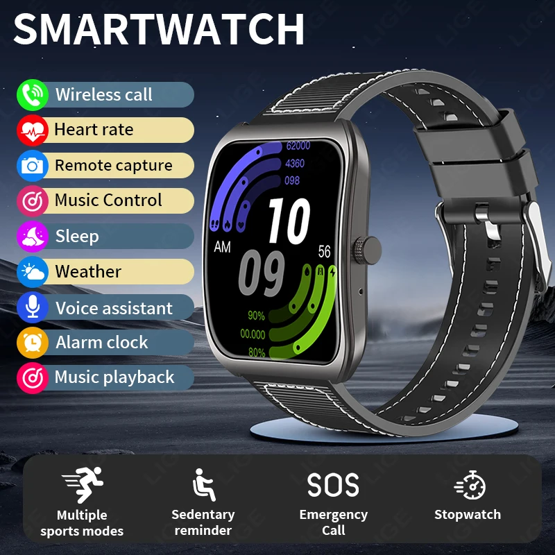 

New LIGE Smart Watch Alarm Clock Bluetooth Call Magnetic Charging HD Curved Screen Women Men smart watch Multiple Sports Modes