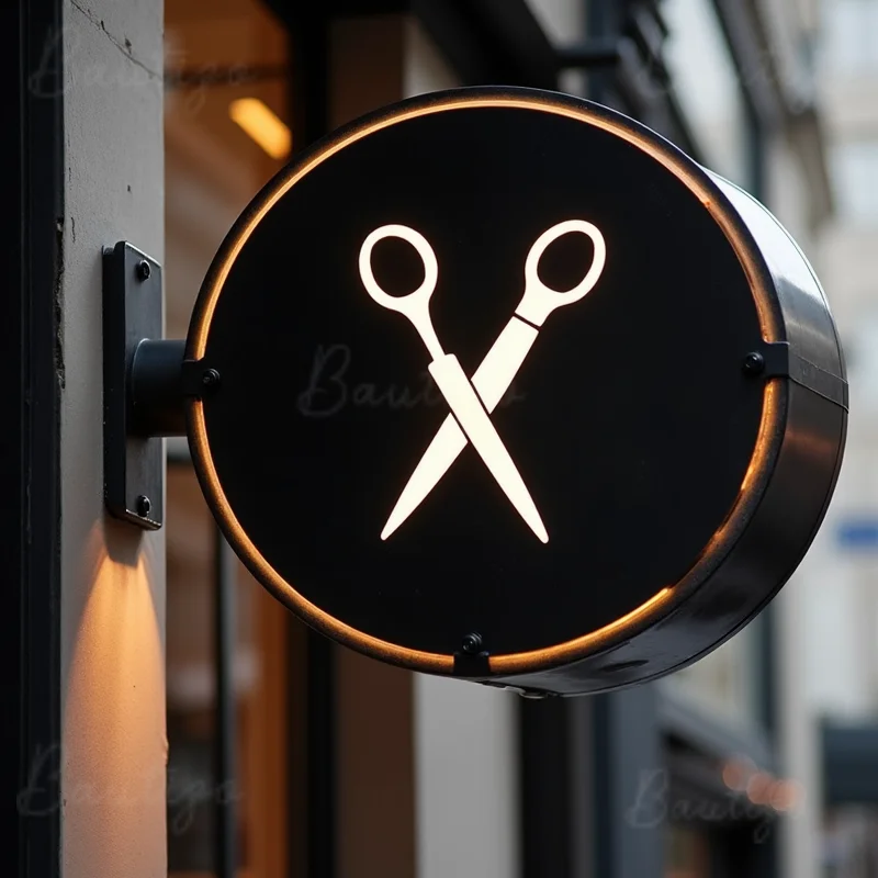 Custom Round Acrylic LED Light Box for Barber Shops Waterproof Double Sided Bright Storefront Signage