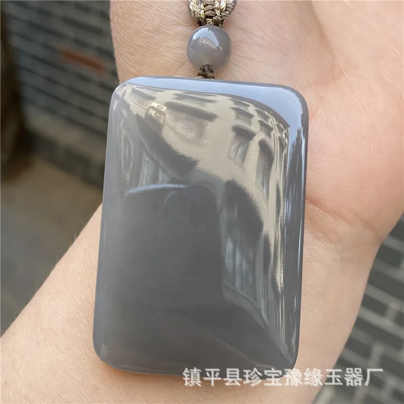 

Natural Hetian Peace Qinghai Jade Gray No Problem Pendant Mirror Glossy Surface