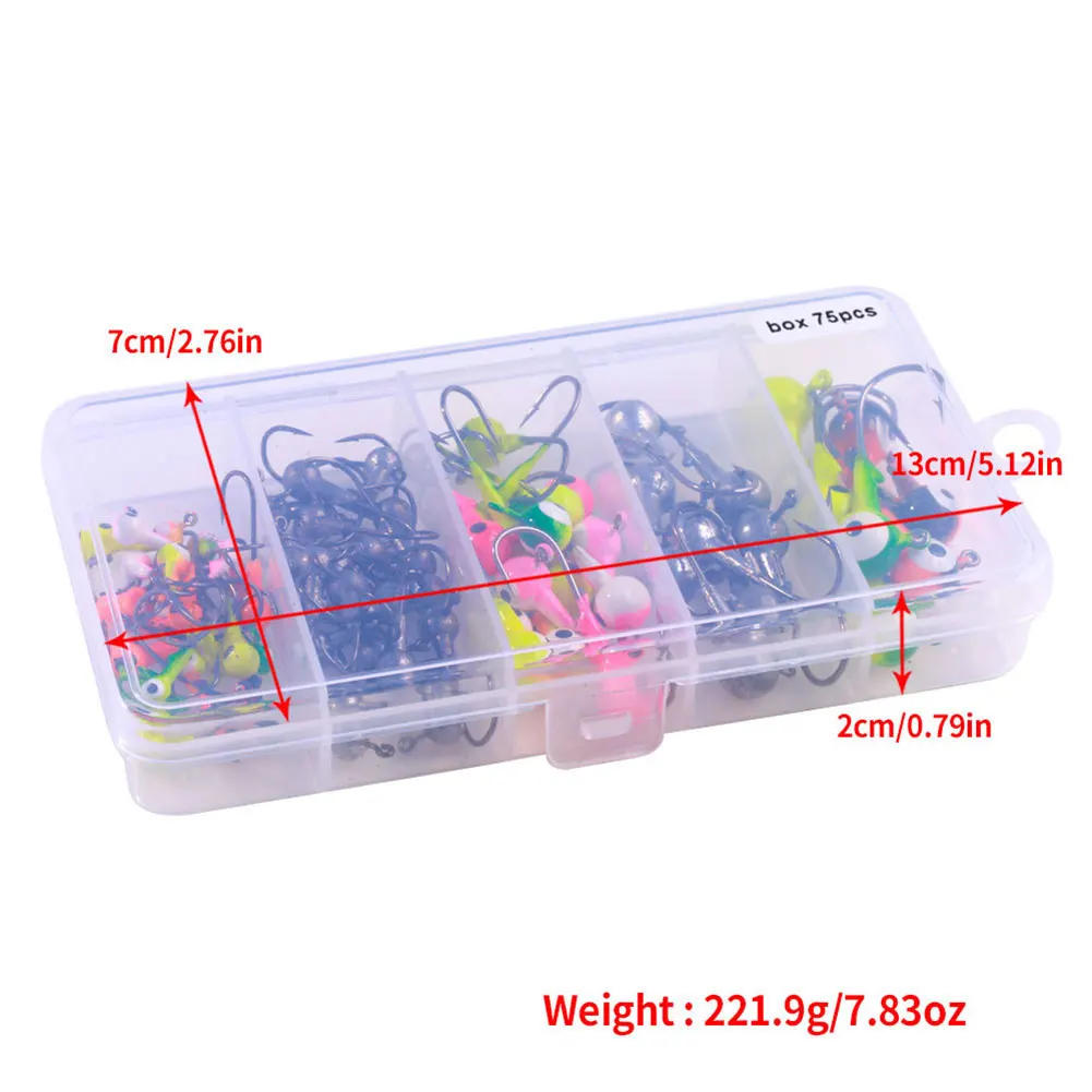 60/75 unids/caja conjunto de anzuelos de pesca con púas coloridas anzuelos con cabeza de anzuelo equipo de pesca accesorios de aparejos - imagen 3
