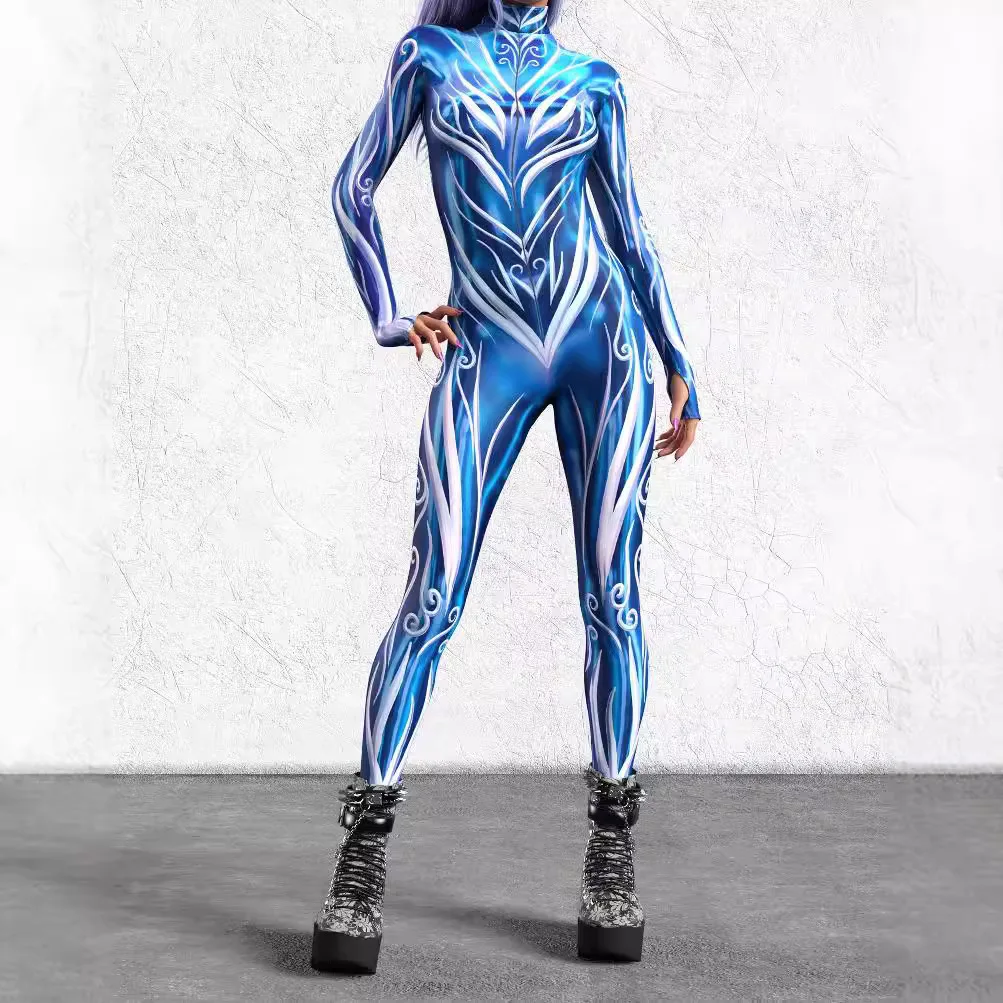 Punk Jumpsuit Cosplay Vrouwen Bodysuit Steampunk 3d Geprint Cyberpunk Volwassen Zentai Kleurrijke Halloween Carnaval Feest Voor Meisjes