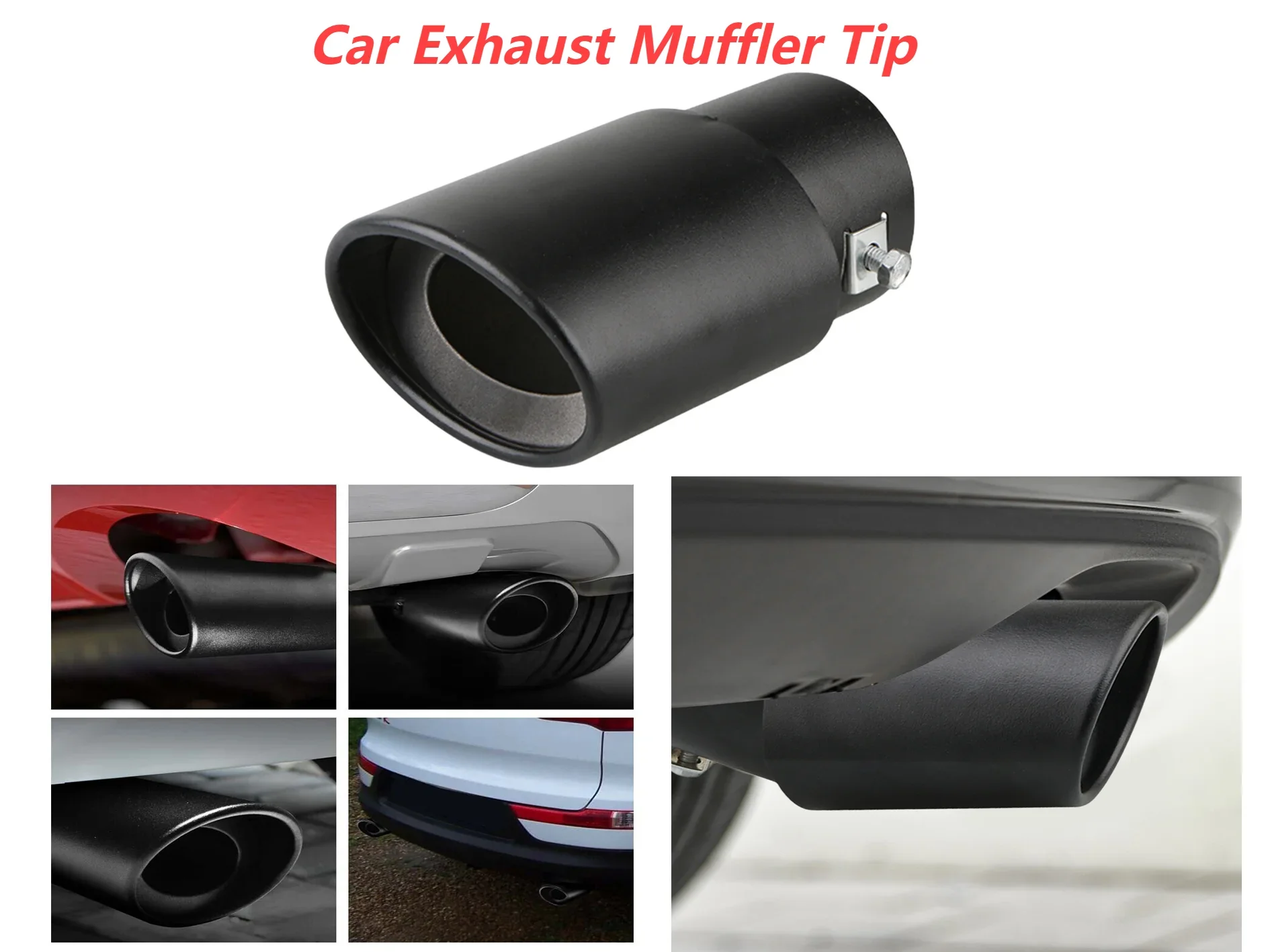 Universal Car Exhaust Muffler Tail Trim Aluminum Alloy Tip Round Black Tail Pipe Muffler Exhaust Car Modification Parts Exhaust