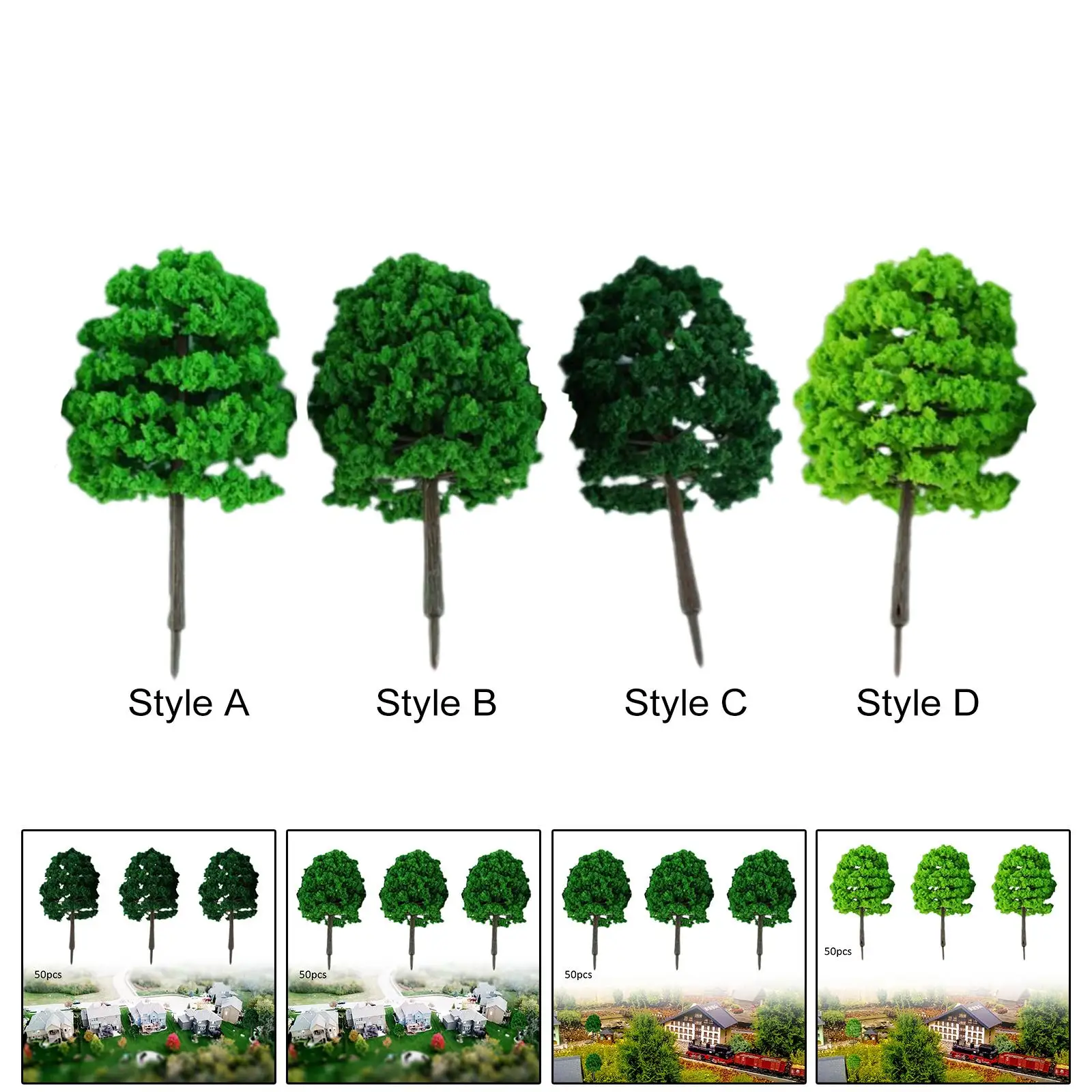 50Pcs 1/100 Miniature Model Tree Train Scenery Landscape for Diorama Layout