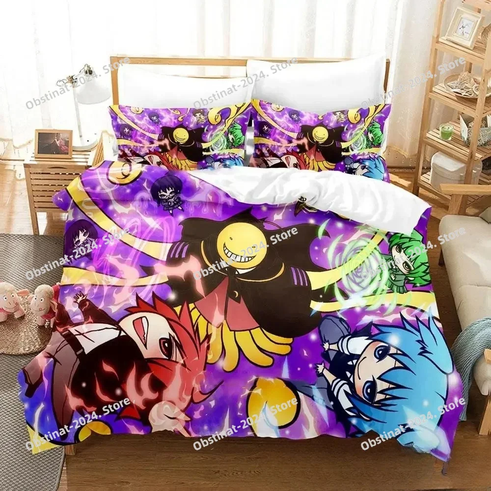 

3D Cartoon Assassination Classroom Koro-sensei Bedding Set Boys Girls Twin Queen King Size Duvet Cover Pillowcase Bed boys Adult