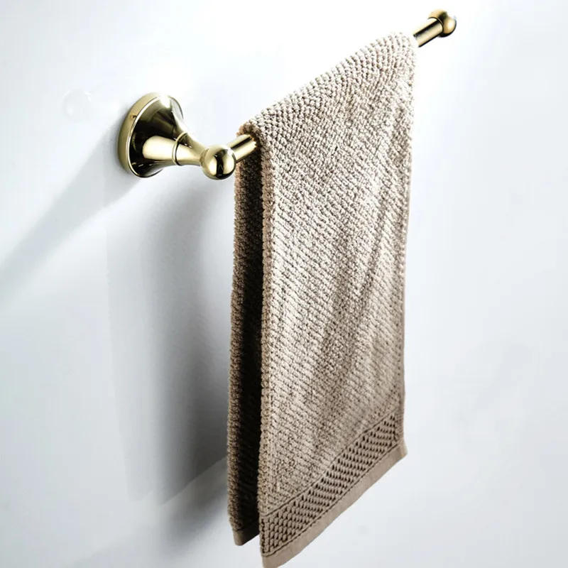 New electrogilding Towel Hanger Wall Mounted Towel Rack Bathroom Brass Towel Bar Rail accessories Embossed single chassis