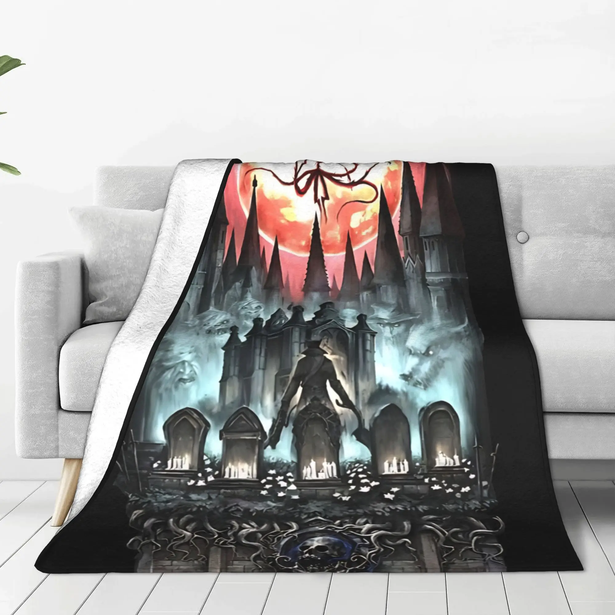 1PC Home Cute Room Decor Dark Fantasy Hunter Blanket Throw Blanket Bloodborne Novelty Warm Blanket All Season
