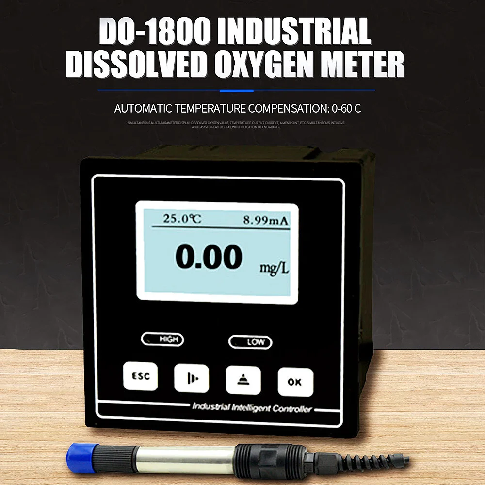 

DO-1800 Dissolved Oxygen Meter 0-20mg/L Online Dissolved Oxygen Tester 4-20mA Fish Pond Aquaculture Dissolved Oxygen Sensor