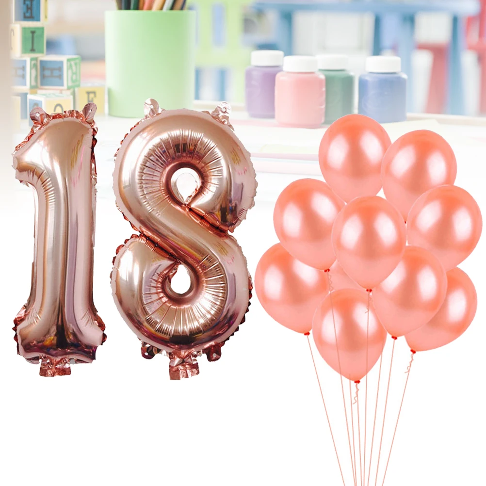 

Rose Gold Balloons Set 32inch Number 18 Mylar 12inch Latex Party Decoration Party Balloon Decoration Balloons Set