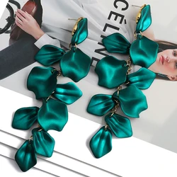 Korean Fashion Acrylic Petal Flower Tassel Dangle Earrings For Women Luxury Vintage Fairy Wedding Party Jewelry Accessories Gift
