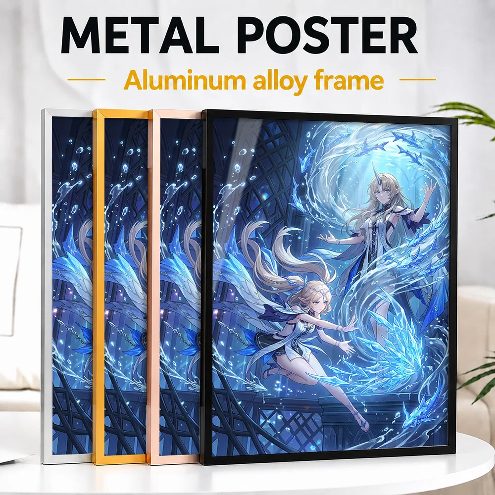 Wuthering Waves Cartethyia Framed Aluminum Metal Poster Customized Photo Manga Style Wall Art For Studio Memorable Player Gift