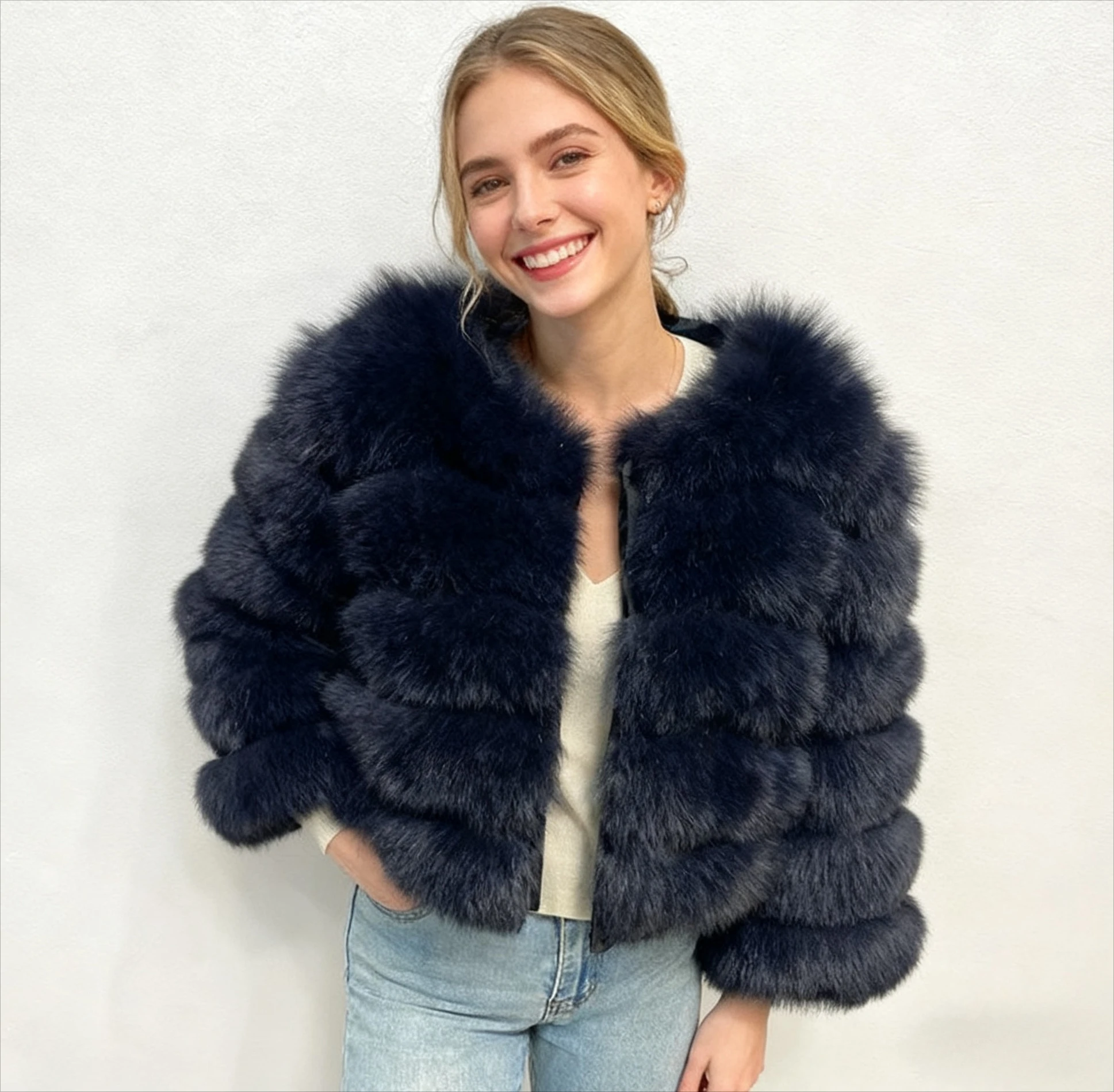 الخريف الشتاء فو الفراء الثعلب معاطف النساء معطف قصير أصفر جاكيتات أنيقة سترة فاسق ملابس خارجية حفلة بيضاء سميكة الدافئة Y2k معاطف #5