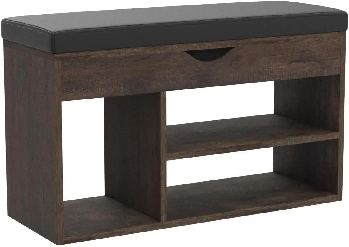 

31 Inches Storage Bench, Shoe Bench with Flip Top Storage Space and Padded Cushion