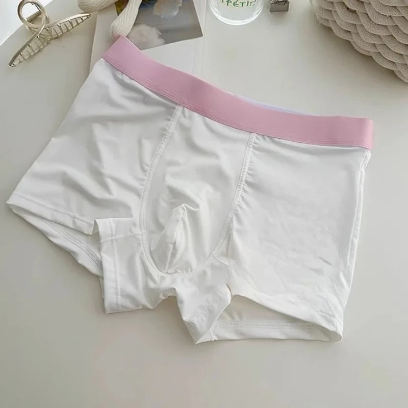 

Cute Boys Boxers Shorts Smooth Flat Panties 2025 New Men's U Convex Pouch Underwear Cotton Crotch Swimwear