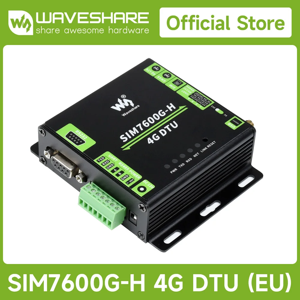 Waveshare Industrial Grade SIM7600G-H 4G DTU, USB UART/RS232/RS485 Многоинтерфейсная связь, поддержка глобального диапазона LTE Waveshare Industrial Grade SIM7600G-H 4G DTU, USB UART/RS232/RS485 Многоинтерфейсная связь, поддержка глобального диапазона LTE