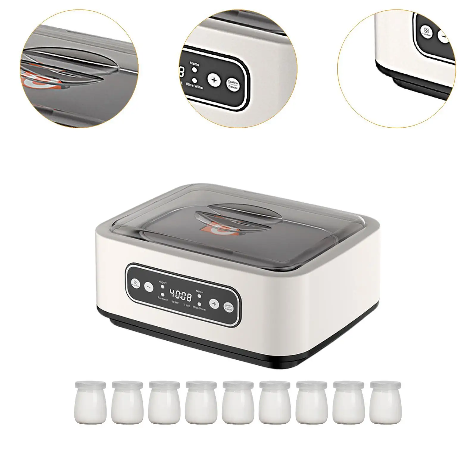 صانع الزبادي التلقائي متعدد الوظائف المنزلية منخفضة الضوضاء DIY قابل للتعديل درجة الحرارة الفولاذ المقاوم للصدأ وعاء داخلي صانع ناتو