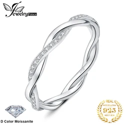 JewelryPalace Moissanite D Color Love Rope Infinity 925 Sterling Silver Stackable Band Ring for Woman Yellow Rose Gold Plated