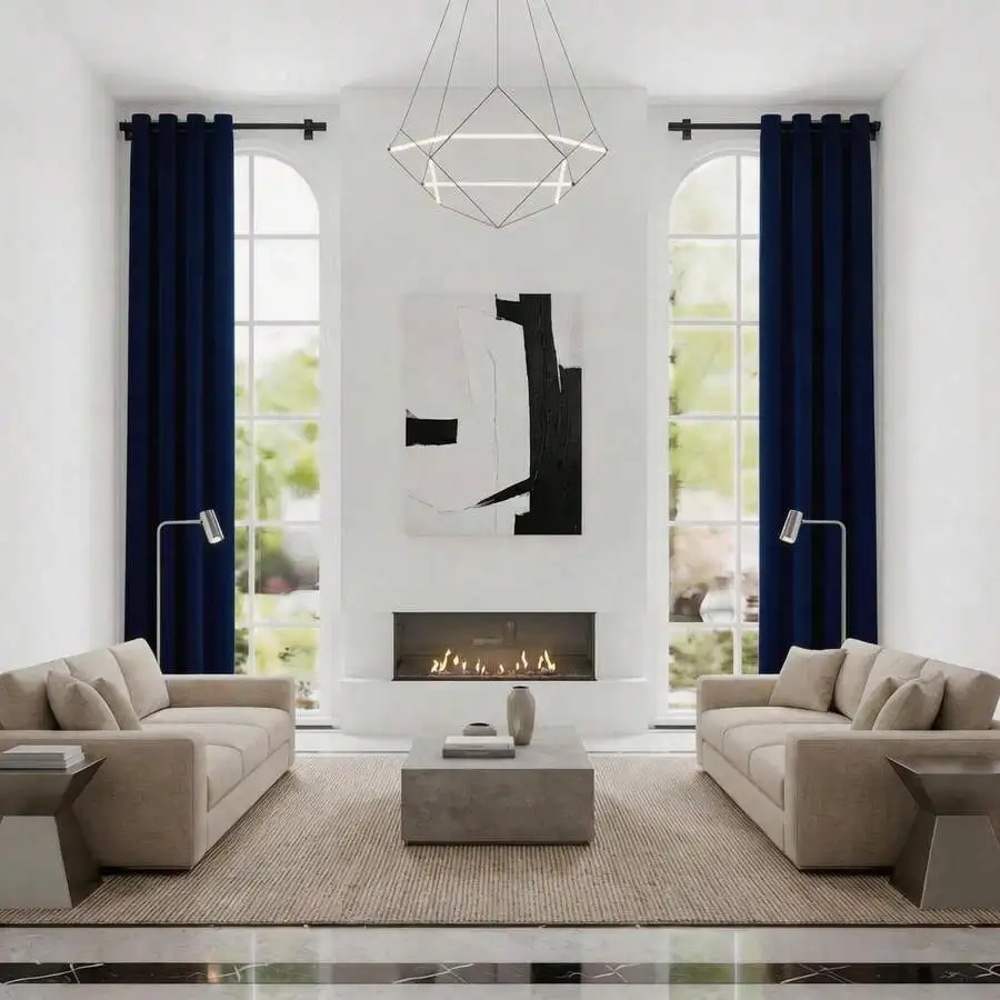 Extra Long Triple Weave Blackout Curtain Panel Thermal Insulated Energy Efficient Grommet Window Drape