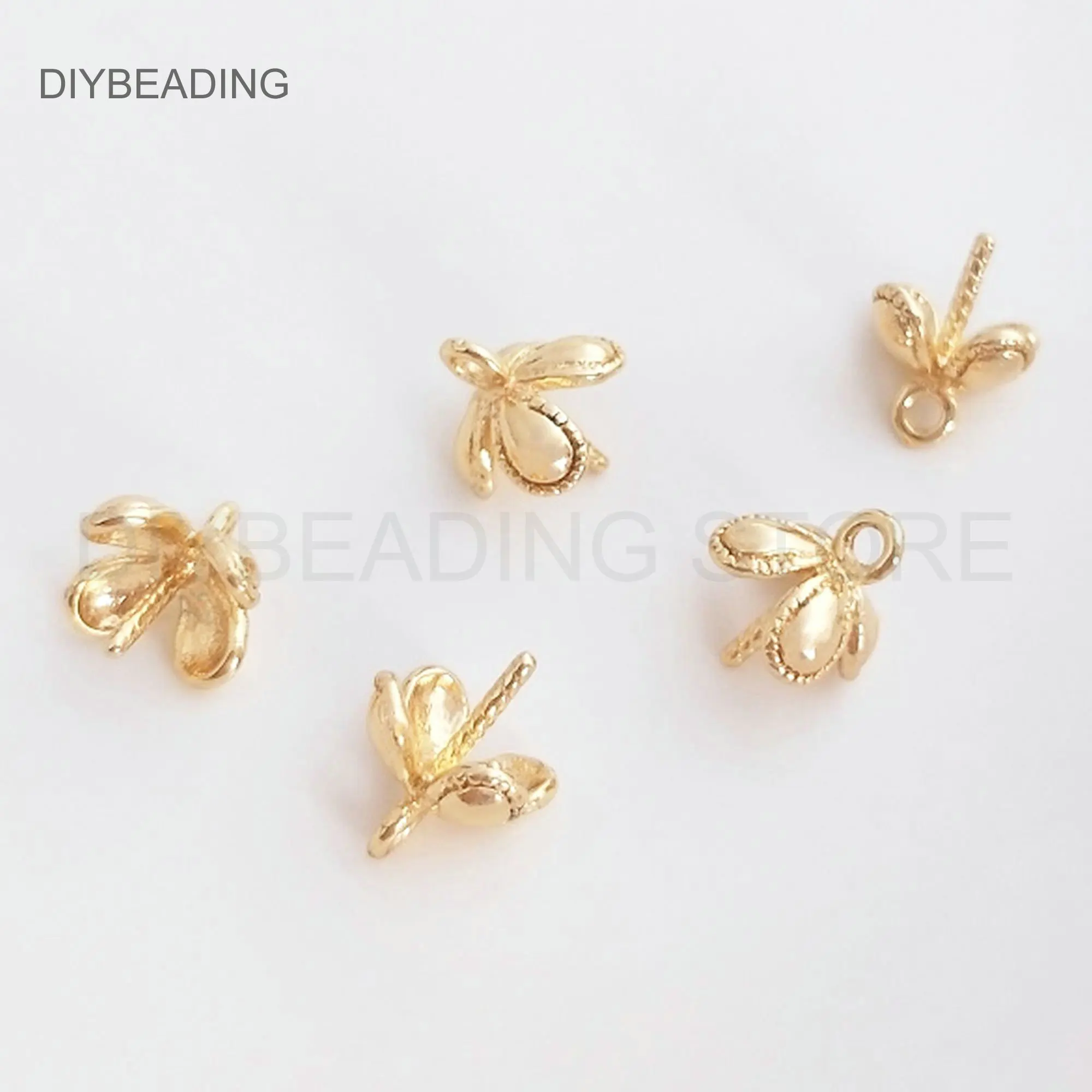 

Bail Clasp for Jewelry Making 14K Gold Plated Flower Cap Bail Peg for Half Drilled Beads/ Flower Bail Cap with Peg