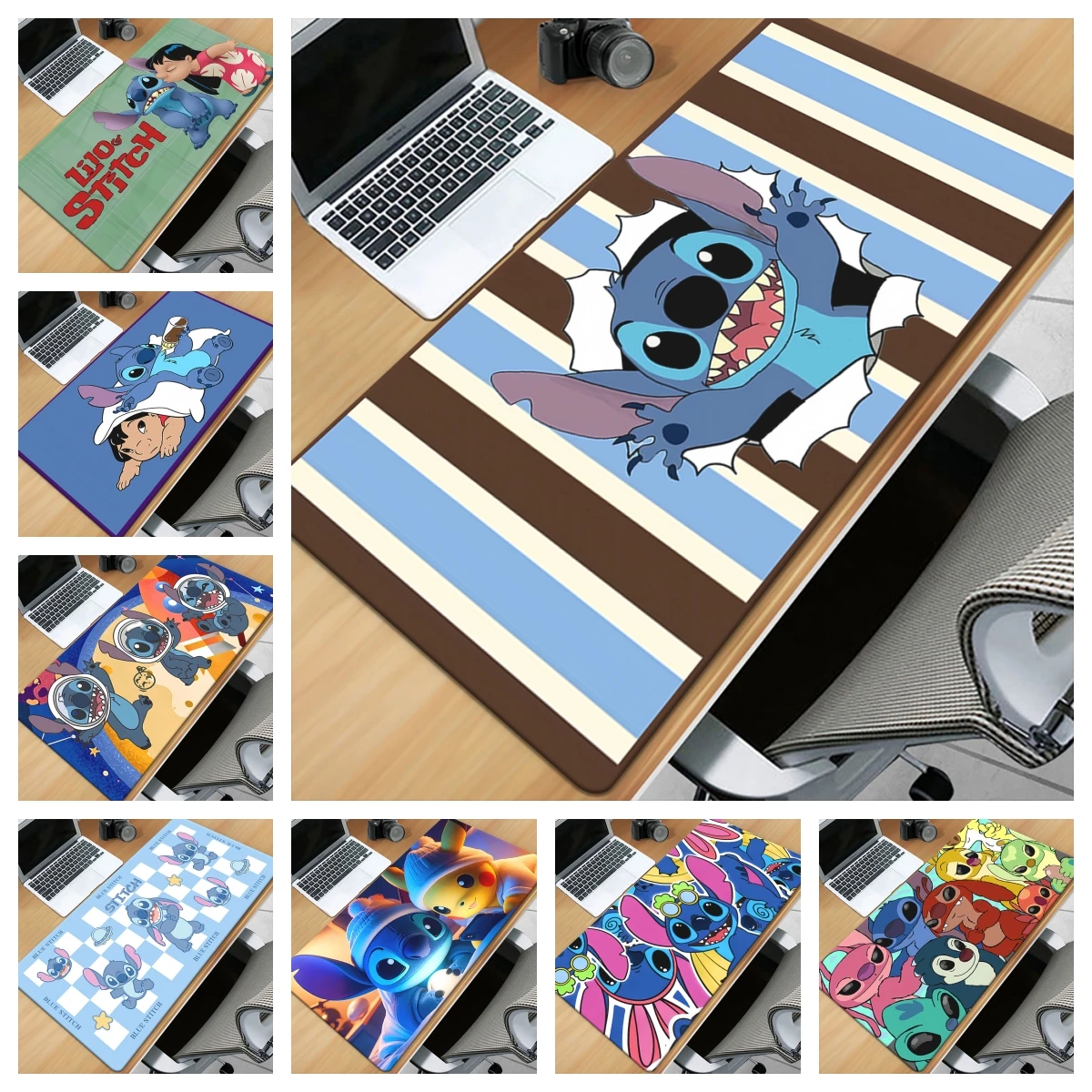 Tappetino per Mouse carino Lilo e Stitch, tappetino da tavolo, gamer, accessori da gioco per tastiera, Computer, tavolo decorativo, sottobicchiere, tovaglietta, casa