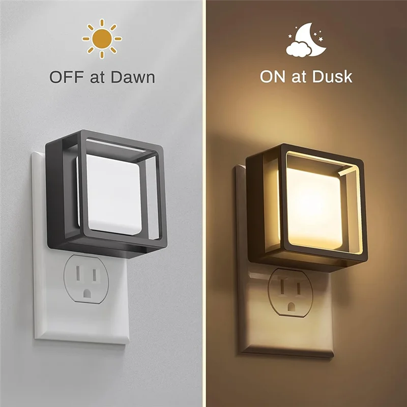 【Penawaran Kilat!】 Lampu Malam LED 2 Pak untuk Steker Dinding, Menampilkan Desain Dapat Diredupkan Sensor Senja Hingga Fajar, Lampu Malam Tipe Steker Eropa