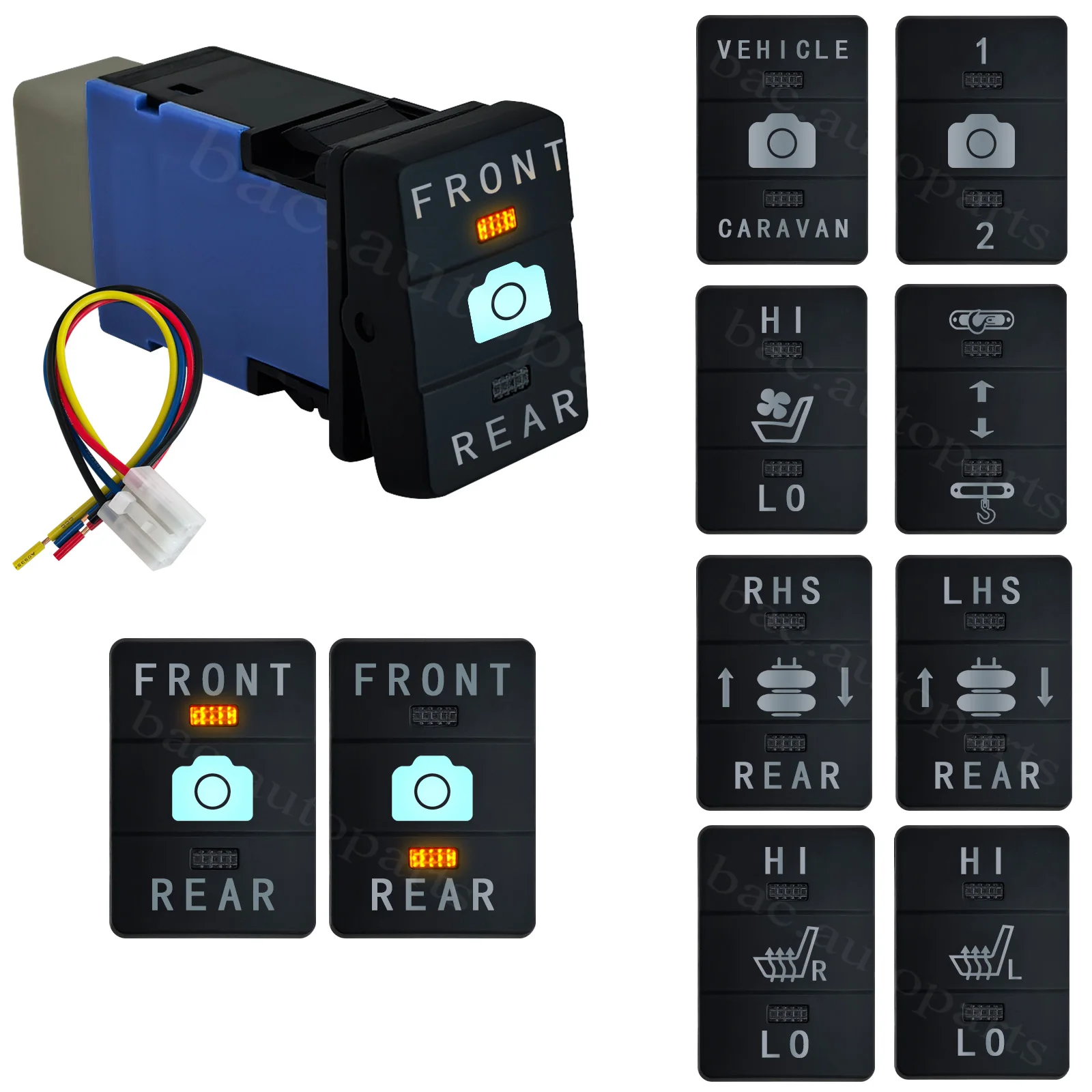 12V OEM LED Rocker Switch Seat Heating On-Off-On for Toyota Camry Corolla Land Cruiser Prado Hilux RAV4 4Runner Winch IN Camera