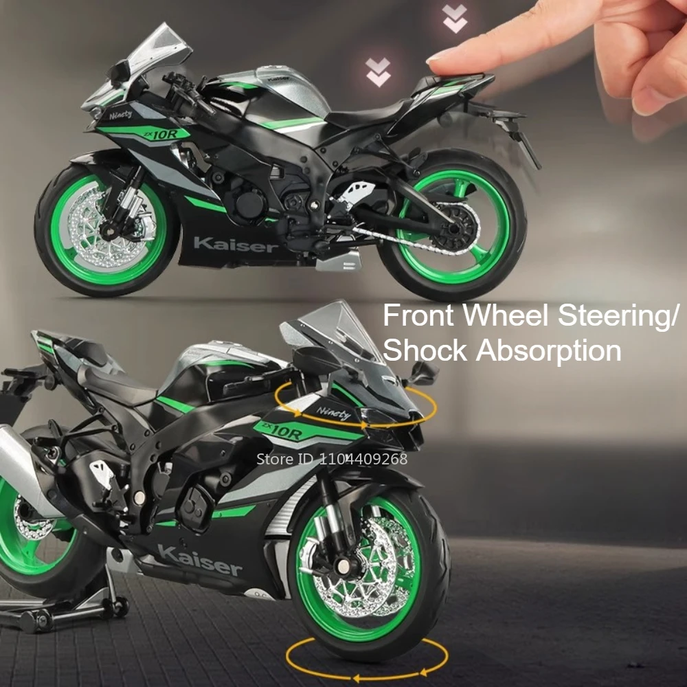 1:12 스케일 가와사키 ZX-10R KX450 오토바이 장난감 모델 충격 흡수 연결 스티어링 레이싱 모터 모델 컬렉션 선물