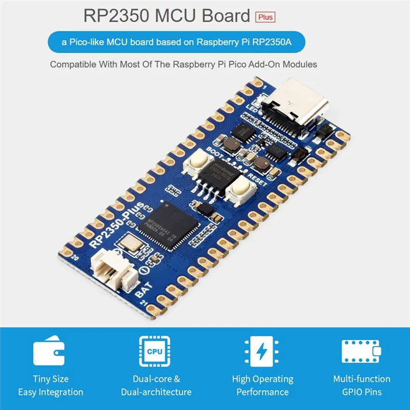 Excelente placa de desarrollo de RP2350-Plus, microcontrolador RP2350 Plus, placa MCU basada en Raspberry Pi Pico