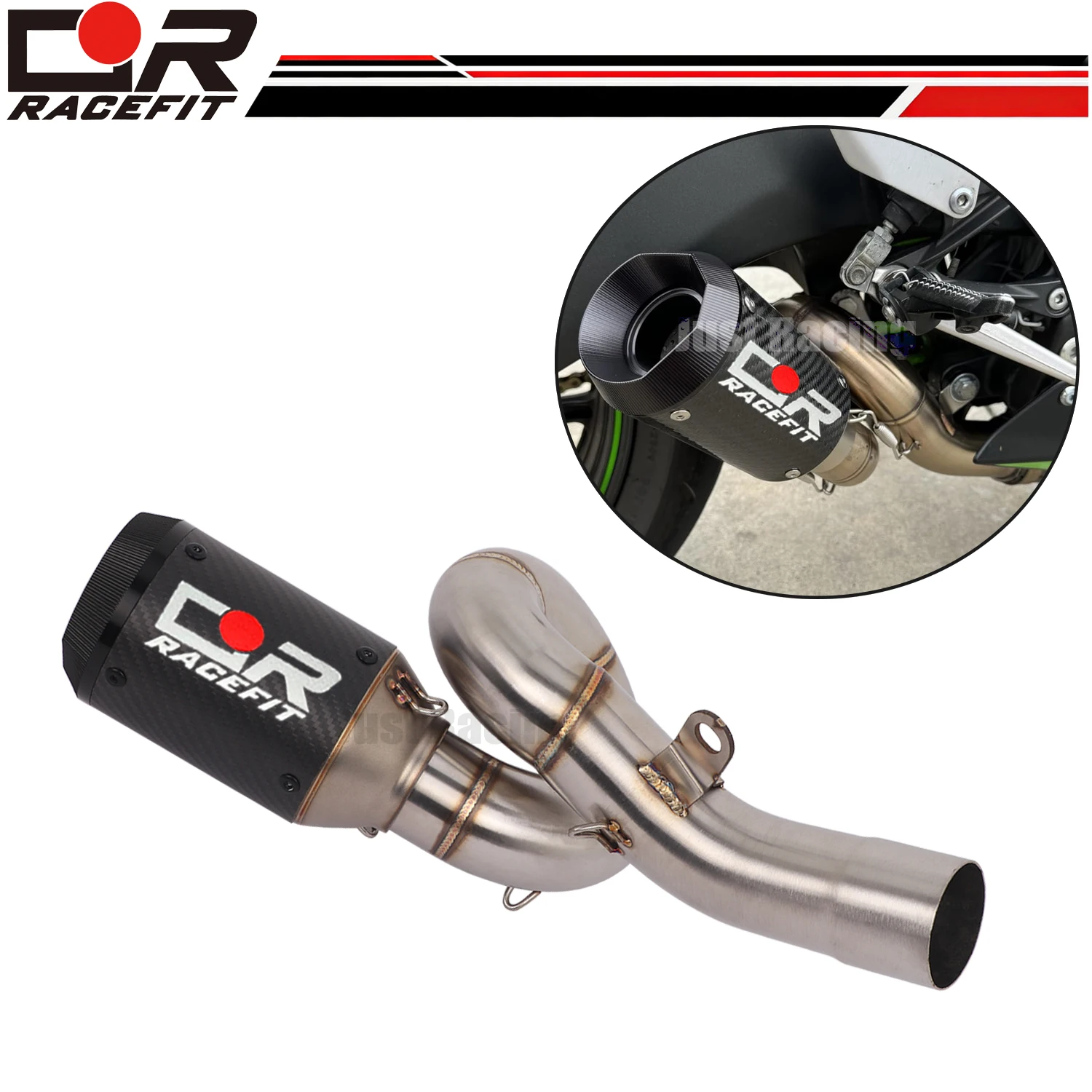 

Motorcycle Slip On Exhaust Mid Link Muffler Pipe For Kawasaki ZX-6R ZX 6R ZX 636 2009-2025