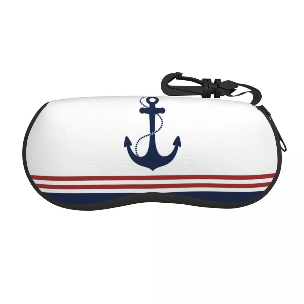 Custom Nautical Navy Blue Anchor With Stripes Eyeglass Glasses Case Men Women Soft Sailing Sailor Sunglasses Protective Box