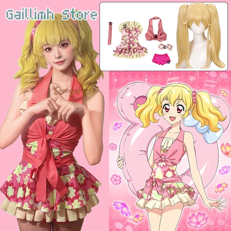

Anime Hoshimiya Ichigo Aikatsu!Cospaly Costume Lovely Flowers Halterneck One-Piece Swimsuit Hoshimiya Ichigo Role-playing Suit