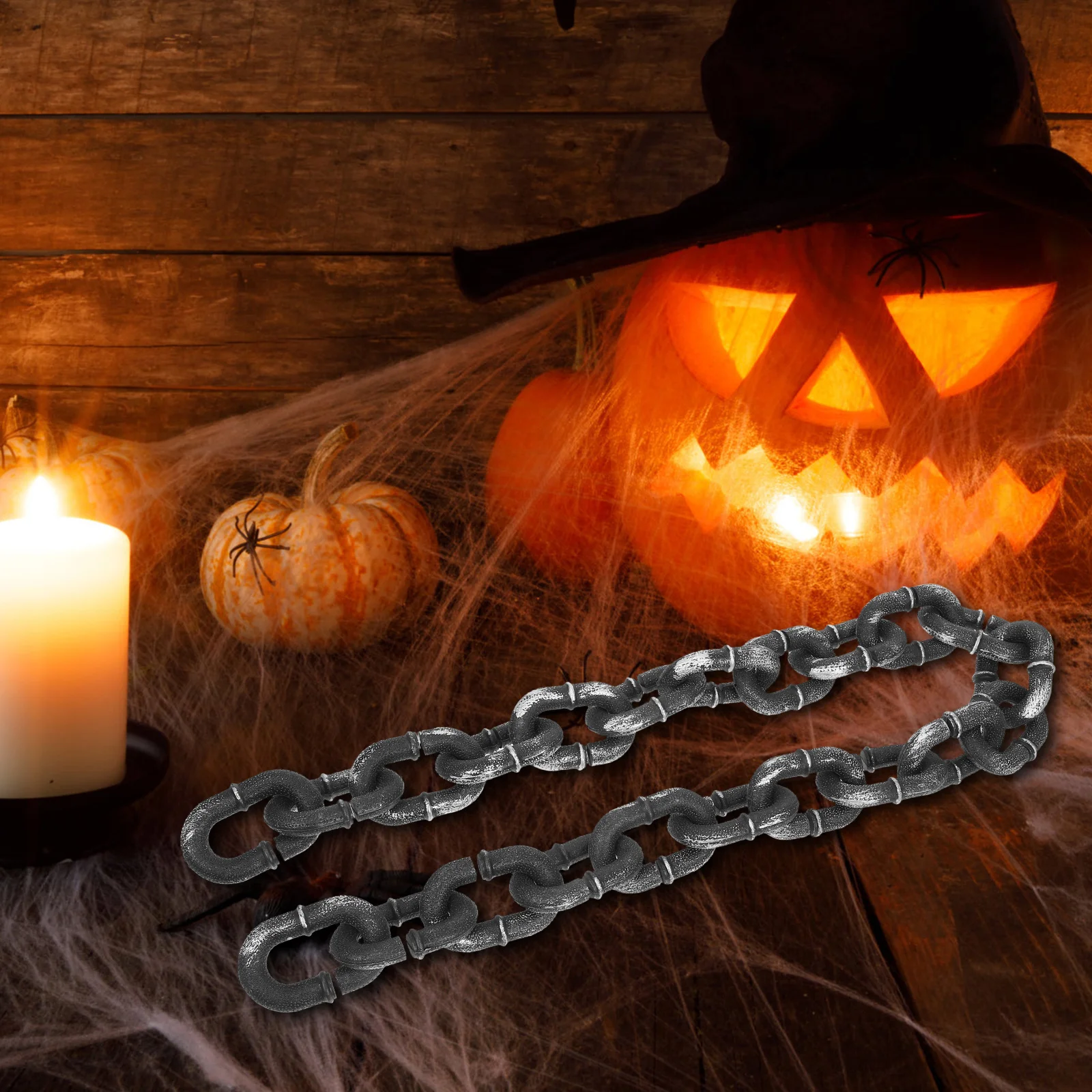 

1pc Plastic Chain Halloween Haunted House Ornaments Fake Chains Performance Props Halloween Party Layout Decor Prank Props 1M