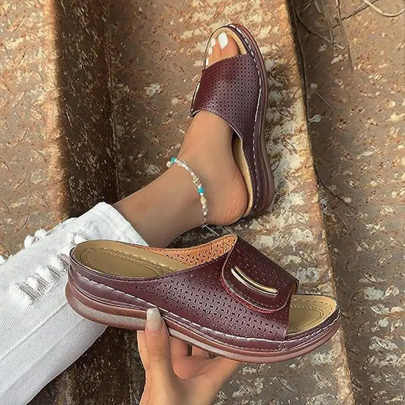 Zapatillas de cuña cómodas para mujer, sandalias ortopédicas informales suaves y transpirables con punta abierta para corrección de pies para verano