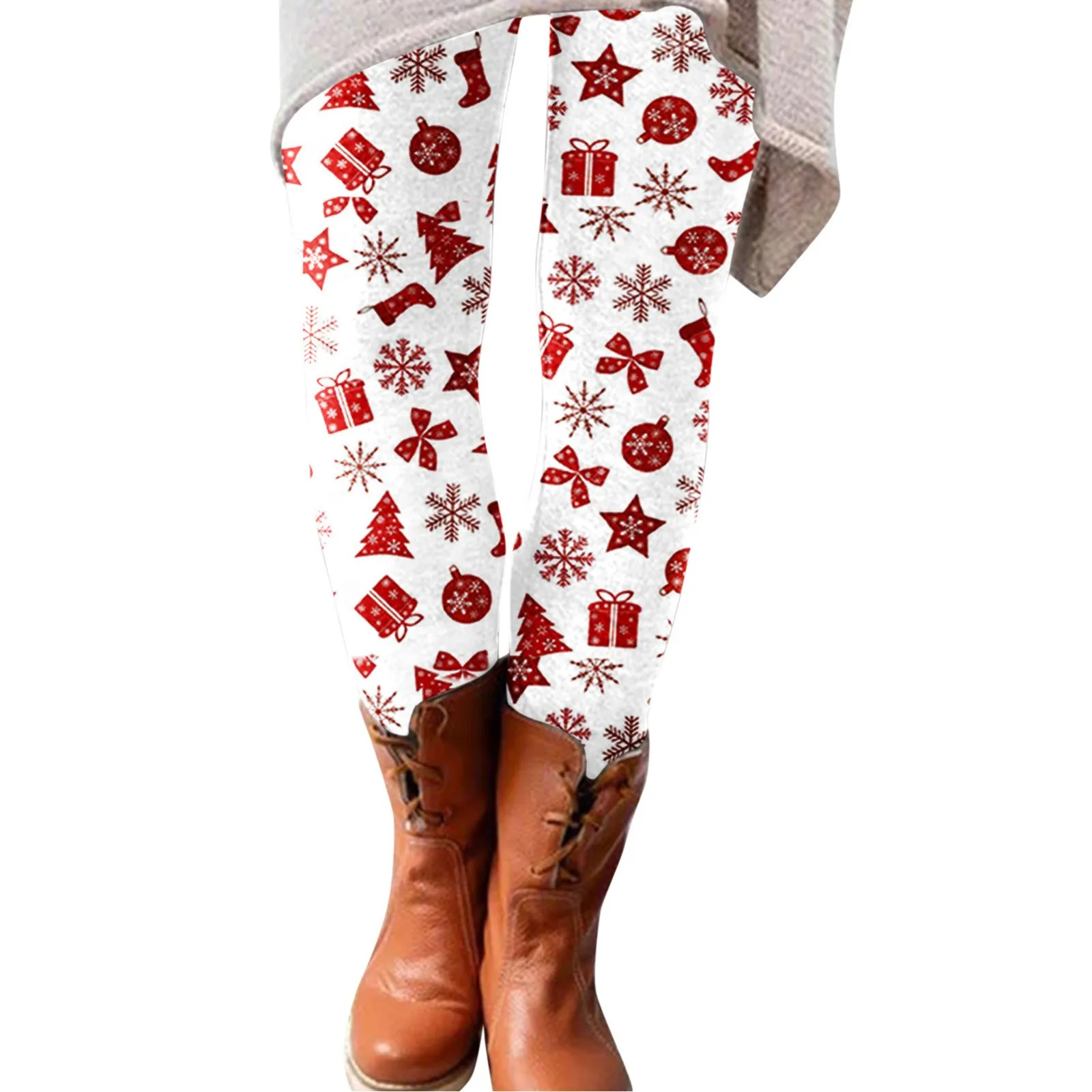 Dames Met Kerst Bedrukte Elastische All-Match Slanke Casual Lange Laars Broek Leggings Gradiënt 3d Sneeuwvlok Geruite Print Sportbroek