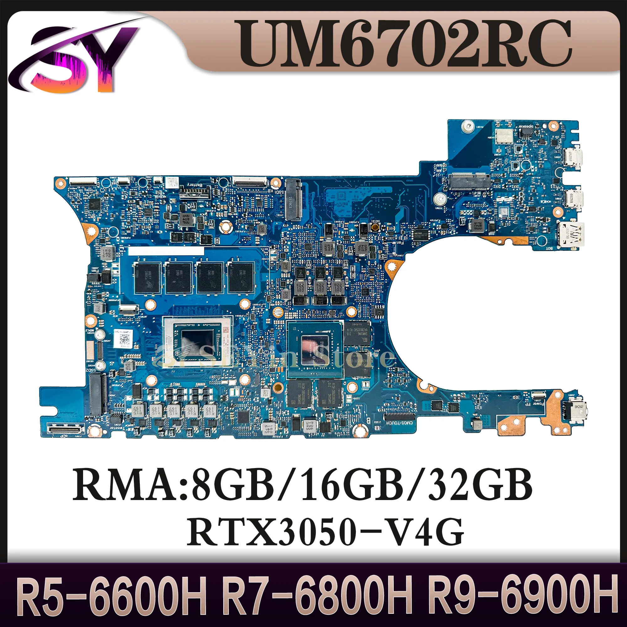 UM6702 Mainboard For ASUS UM6702RC UM6702RA UM6702R Laptop Motherboard R5-6600H R7-6800H R9-6900H RAM-8GB/16GB/32GB