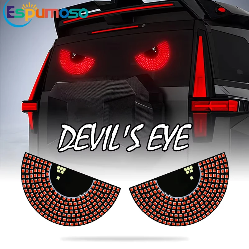 תאורת LED של עיני השטן לרכב, אורות סיגנל מטריצה, אורות פאנל אזהרה, אורות סטרוב, קישוטים עם חיבור USB לחלון הרכב